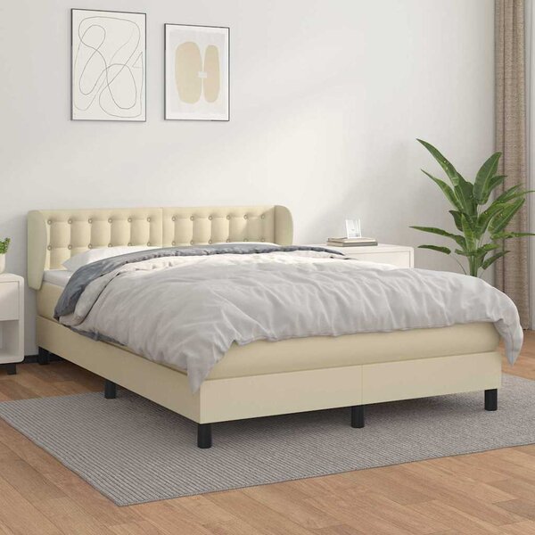 Box spring postel s matrací krémová 140x190 cm umělá kůže 3127309