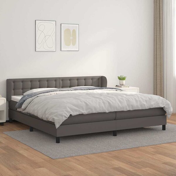 Box spring postel s matrací šedá 200x200 cm umělá kůže 3127335