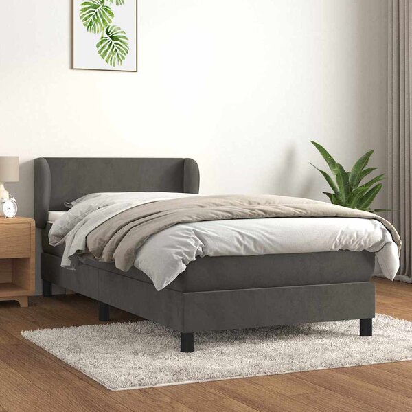 Box spring postel s matrací tmavě šedá 80 x 200 cm samet 3127338