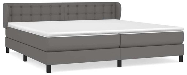 Box spring postel s matrací šedá 200x200 cm umělá kůže 3127335