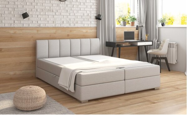 KONDELA Boxspringová postel 160x200, světle šedá, RIANA KOMFORT