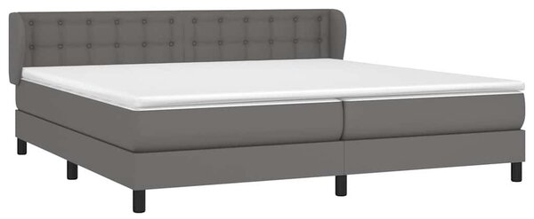 Box spring postel s matrací šedá 200x200 cm umělá kůže 3127335