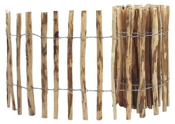 Ohrazení z lísky - Rolka 60 cm x 5 m - Přírodní zahradní plot - Rustikální okraj - Pozinkovaný drát