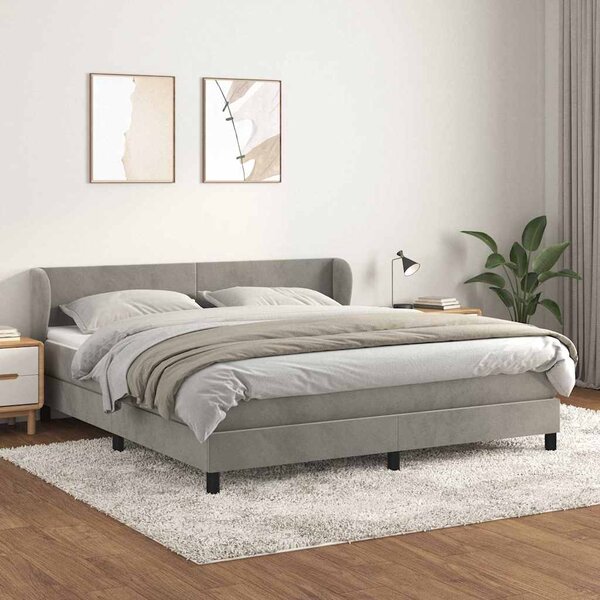 Box spring postel s matrací světle šedá 160x200 cm samet 3127379