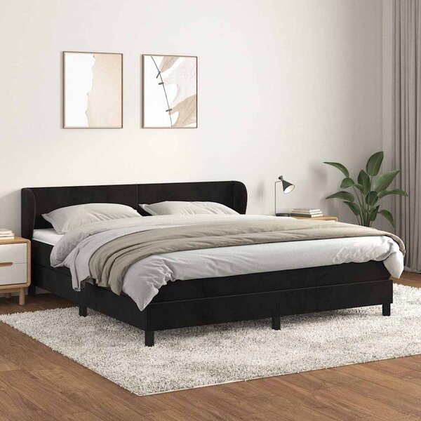 Box spring postel s matrací černá 160x200 cm samet 3127381