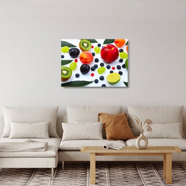 Skleněný obraz ovoce s kapkami vody (70x50 cm)