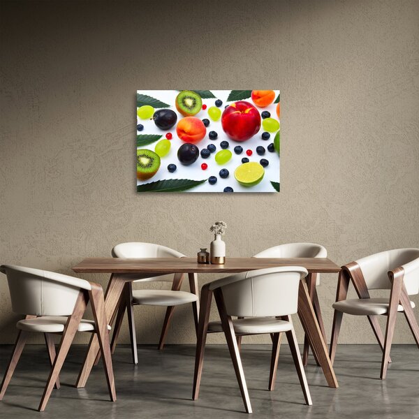 Skleněný obraz ovoce s kapkami vody (70x50 cm)