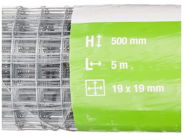 Plotový panel zahradní plot - Pozinkovaná ocel - 5 m x 50 cm - Oka 19 x 19 mm - Pro zahradu