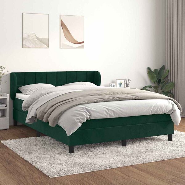 Box spring postel s matrací tmavě zelená 140x190 cm samet 3127490