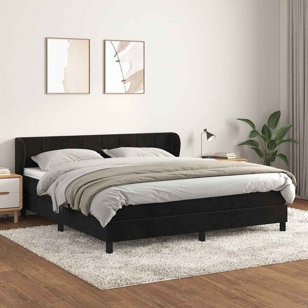 Box spring postel s matrací černá 160x200 cm samet 3127501