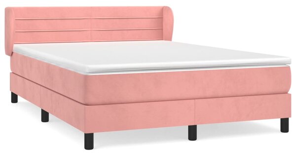 Box spring postel s matrací růžová 140x190 cm samet 3127552