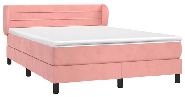 Box spring postel s matrací růžová 140x190 cm samet 3127552