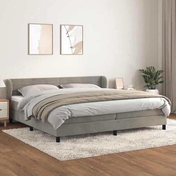 Box spring postel s matrací světle šedá 200x200 cm samet 3127571