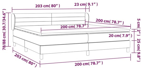 Box spring postel s matrací světle šedá 200x200 cm samet 3127571