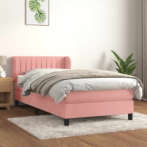 Box spring postel s matrací růžová 80 x 200 cm samet 3127582