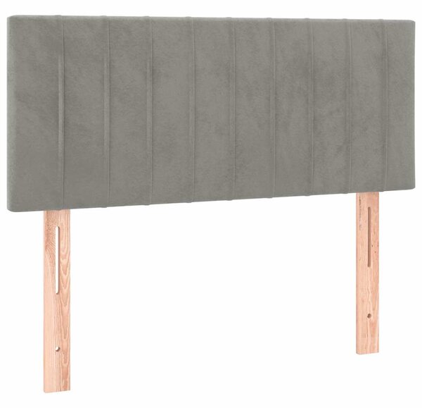 Box spring postel s matrací a LED světle šedá 90x190 cm samet 3134495