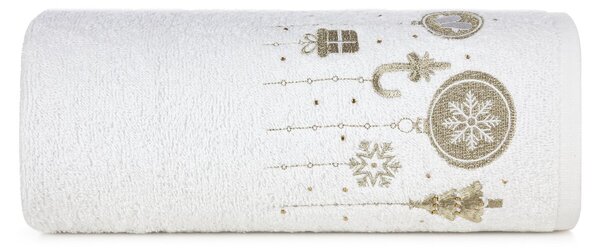 Bavlněný vánoční ručník bílý s vánočními ozdobami