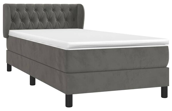 Box spring postel s matrací tmavě šedá 90x190 cm samet 3127644