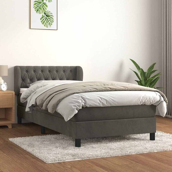 Box spring postel s matrací tmavě šedá 90x190 cm samet 3127644