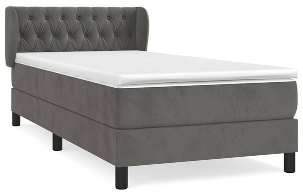 Box spring postel s matrací tmavě šedá 90x190 cm samet 3127644