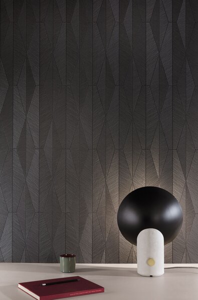 Geometrická vliesová tapeta na zeď, černo-stříbrná, YSA303, Mysa, The Texture Book, Khroma by Masuree