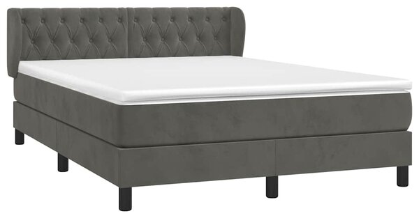 Box spring postel s matrací tmavě šedá 140x200 cm samet 3127674