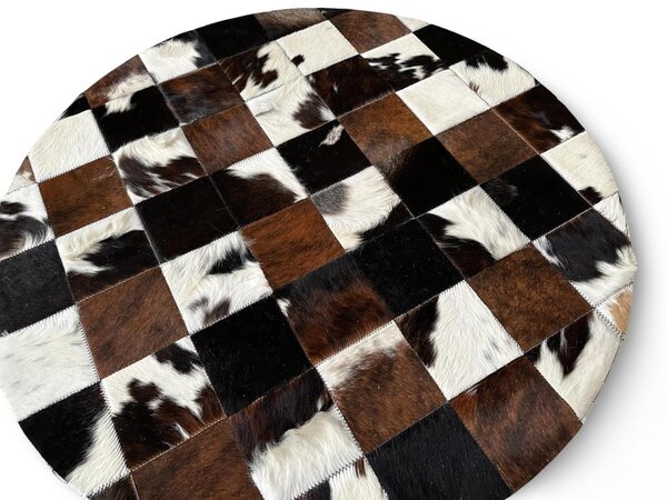 Kožený koberec SKEJBY exotic tricolor S, kulatý
