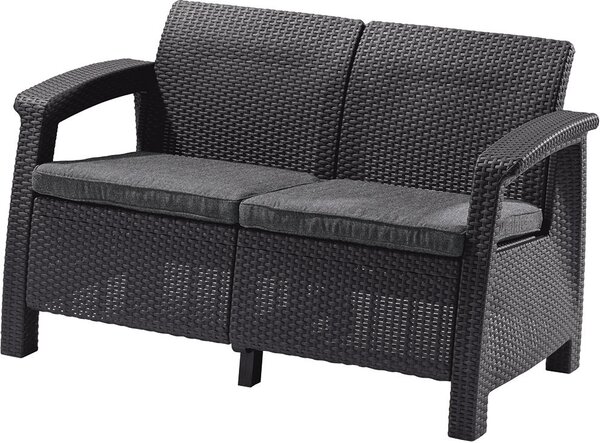 Zahradní pohovka umlý ratan dvoumístná CORFU LOVE SEAT grafitová