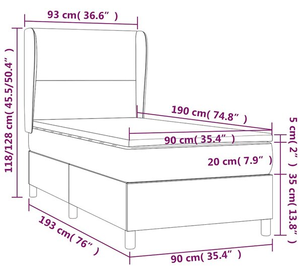 Box spring postel s matrací krémová 90x190 cm textil 3128330
