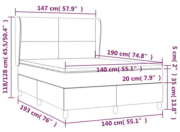 Box spring postel s matrací černá 140 x 190 cm samet 3129089