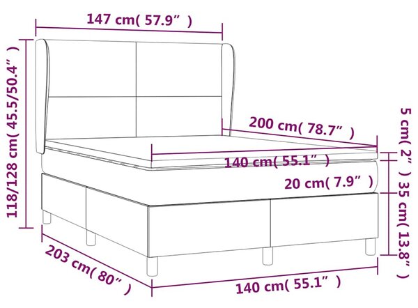 Box spring postel s matrací šedá 140x200 cm umělá kůže 3128917
