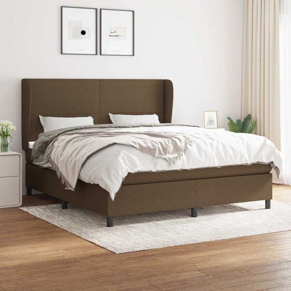 Box spring postel s matrací tmavě hnědá 180x200 cm textil 3127824