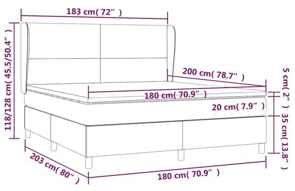 Box spring postel s matrací tmavě hnědá 180x200 cm textil 3127824