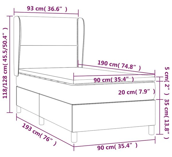 Box spring postel s matrací černá 90x190 cm umělá kůže 3128943