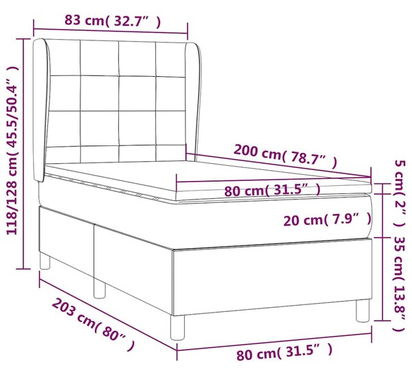 Box spring postel s matrací růžová 80 x 200 cm samet 3129182