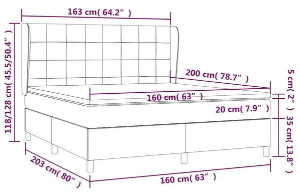 Box spring postel s matrací modrá 160x200 cm textil 3127979