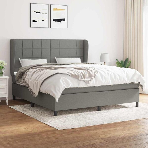 Box spring postel s matrací tmavě šedá 160x200 cm textil 3127974