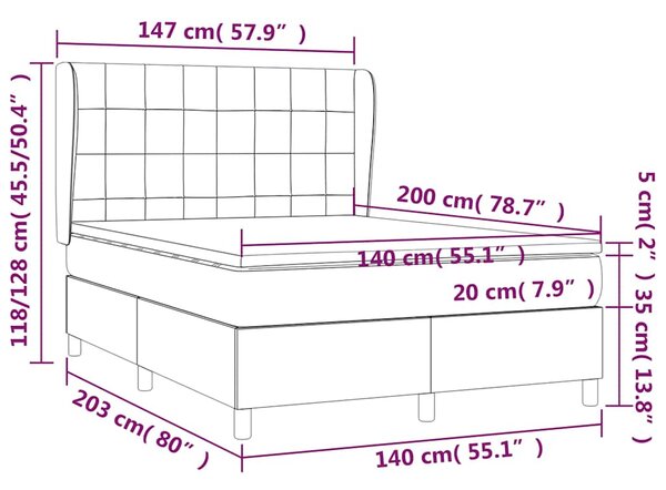 Box spring postel s matrací tmavě hnědá 140x200 cm textil 3128528