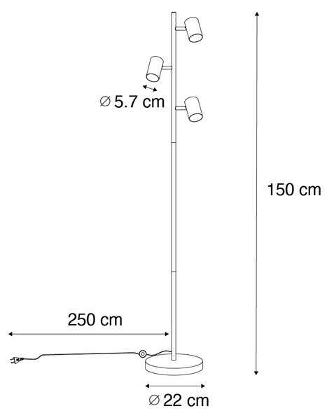 Moderní stojací lampa bronzová 3-světlo - Jeana