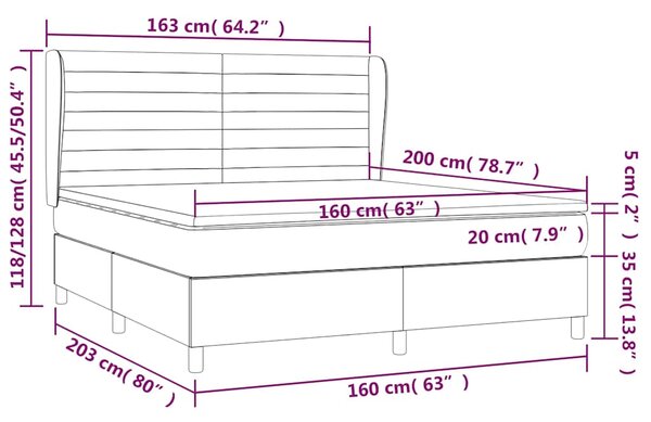 Box spring postel s matrací modrá 160x200 cm textil 3128619