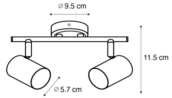 Moderní bodové svítidlo černé se dřevem naklápěcí 2-světlo - Jeana
