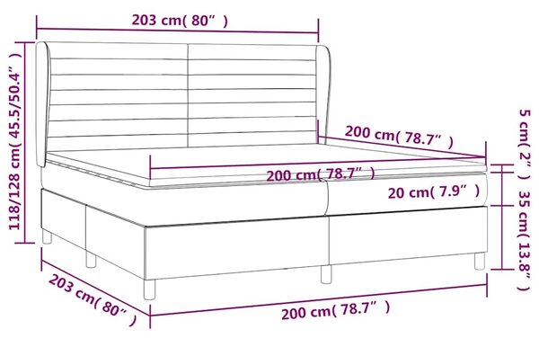 Box spring postel s matrací světle šedá 200x200 cm samet 3129291