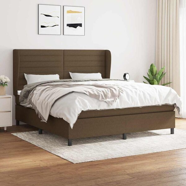 Box spring postel s matrací tmavě hnědá 160x200 cm textil 3128056