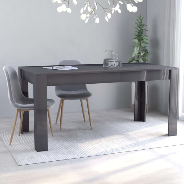 Jídelní stůl šedý s vysokým leskem 160 x 80 x 76 cm dřevotříska