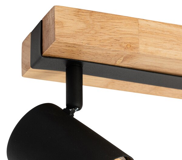 Chytré stropní bodové svítidlo černé s dřevem 2-světla nastavitelné vč. Wifi GU10 50mm - Jeana
