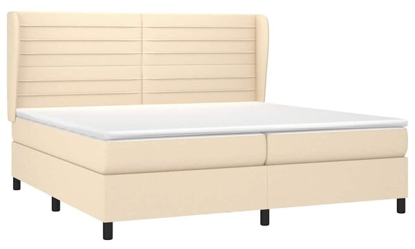 Box spring postel s matrací krémová 200x200 cm textil 3128074