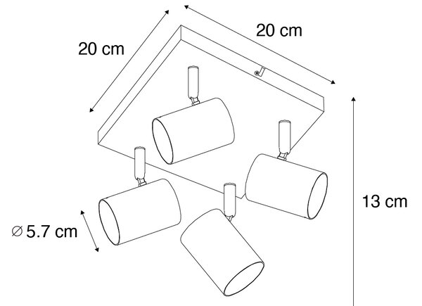 Moderní stropní svítidlo bronzové 4-světlo nastavitelné obdélníkové - Jeana