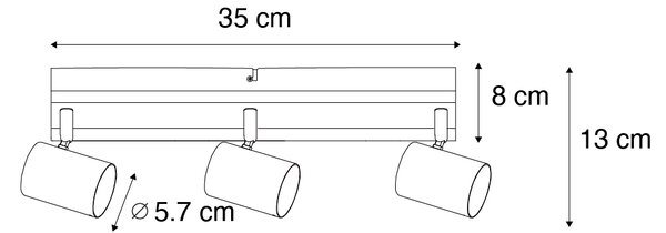 Stropní lampa černá se dřevem 3-světlo nastavitelná obdélníková - Jeana