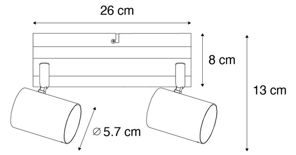 Chytré stropní bodové svítidlo černé s dřevem 2-světla nastavitelné vč. Wifi GU10 50mm - Jeana