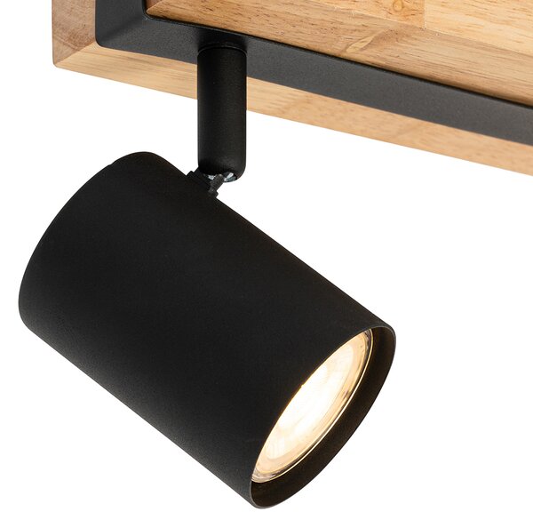 Chytré stropní bodové svítidlo černé s dřevem 2-světla nastavitelné vč. Wifi GU10 50mm - Jeana